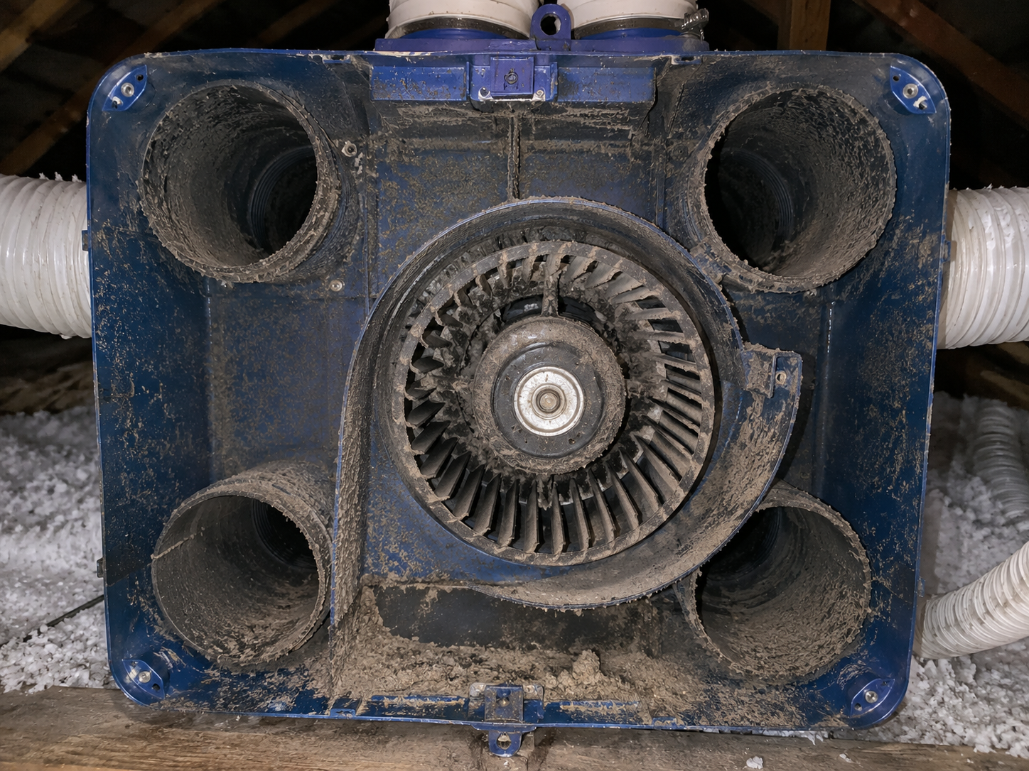 Caisson moteur de VMC encrassé avant intervention Doct'Air